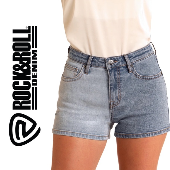 NWT - ROCK & ROLL DENIM  -  EXTRA STRETCH TWO-TONE SHORTS - Picture 1 of 16
